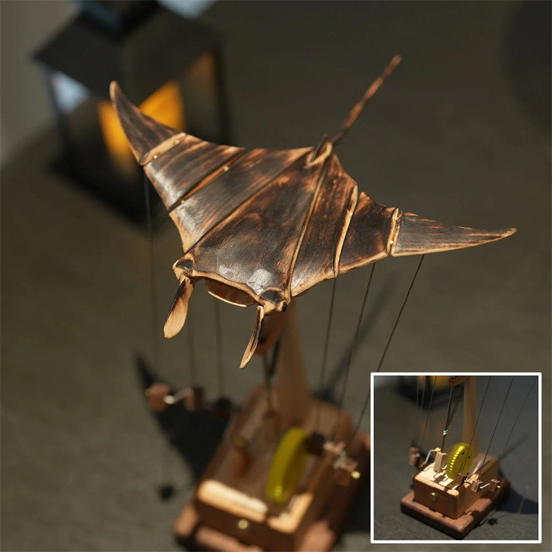 Upgraded Version Handmade Wooden Electric Bionic Manta Ray Ornament, Artisan Flying Manta Ray Automaton, Bionic Swimming Posture Decoration, Lifelike Mechanical Ocean Decor(1pc)