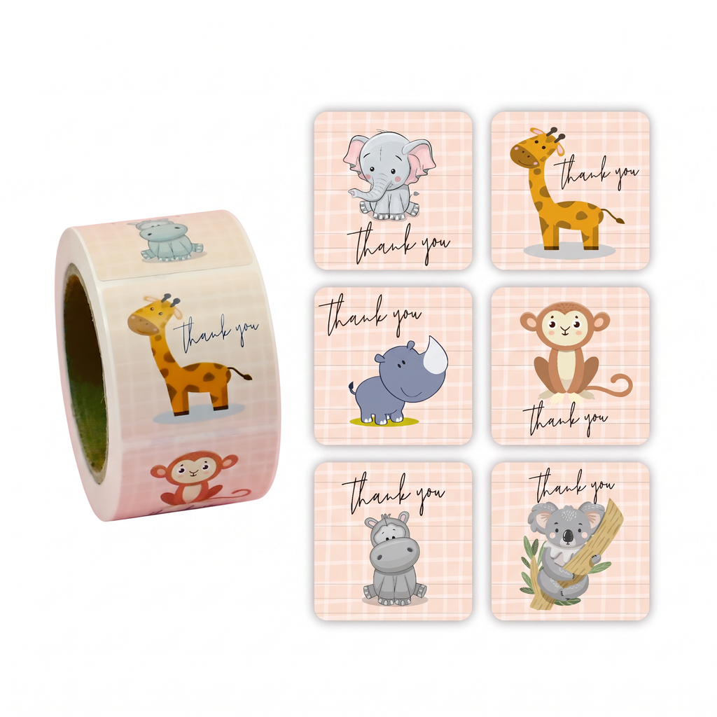 Axxlern Design 300 Thank You Stickers,Animal Labels,6 Designs