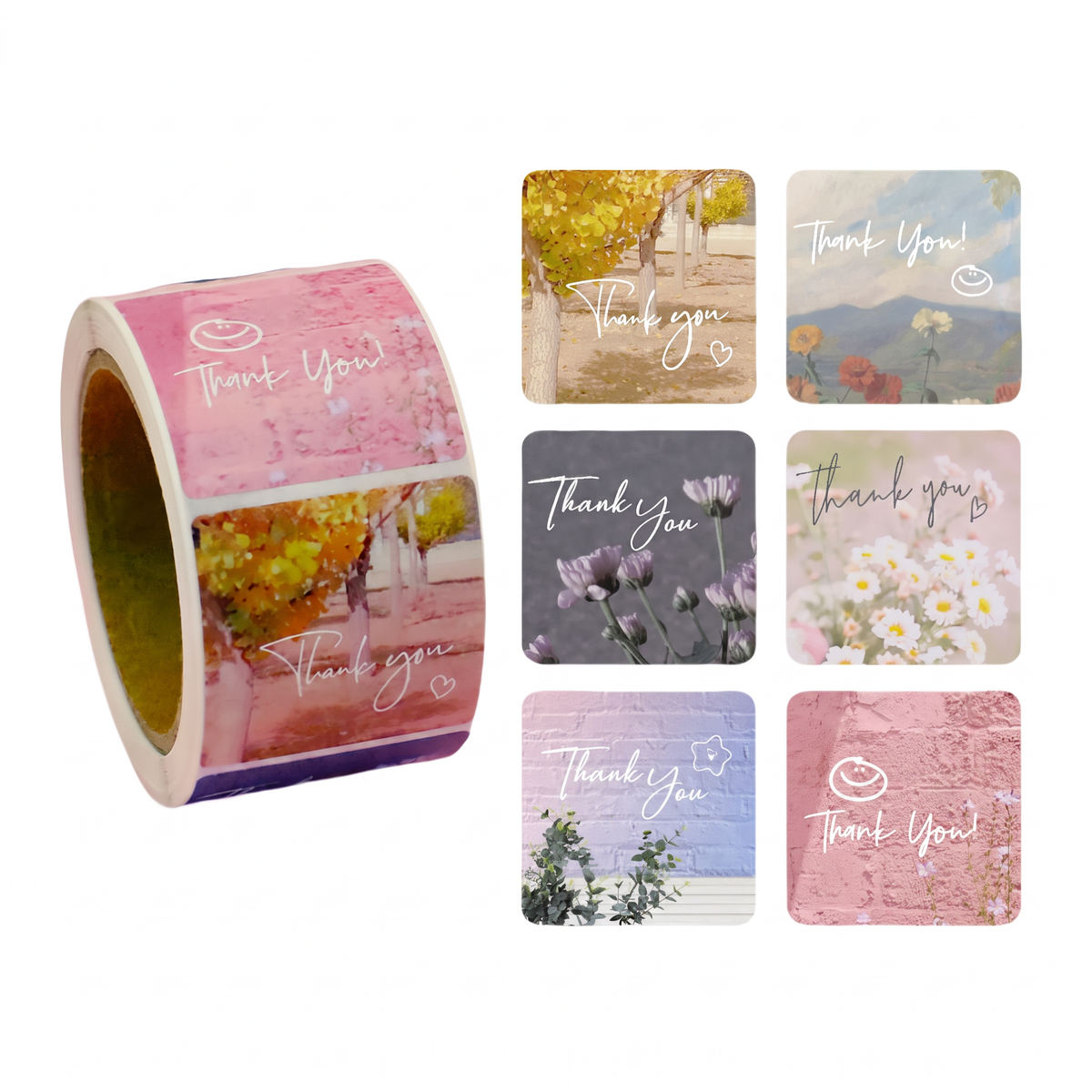 Axxlern Design 300 Thank You Stickers,Floral Labels,6 Designs