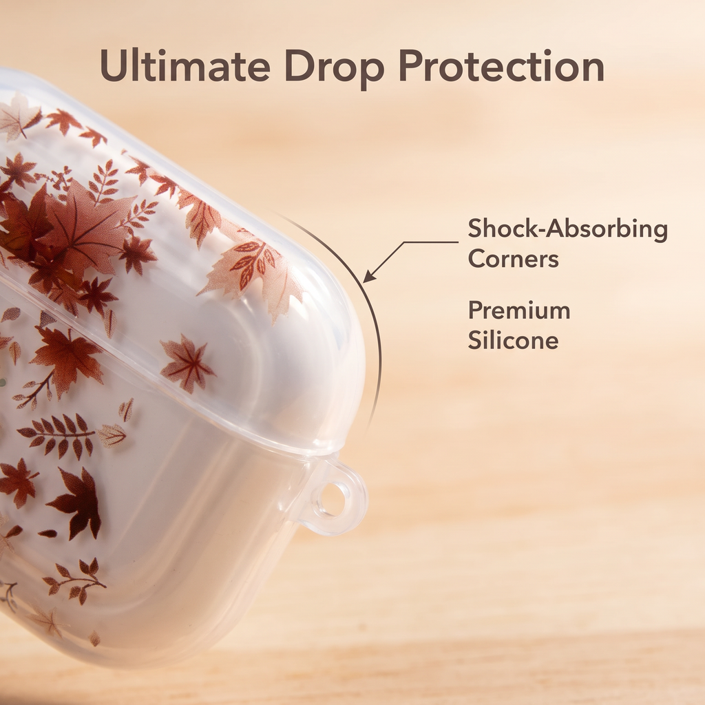 Axxlern Design AirPods 4 Case,Clear Cover with Maple Leaf Charm