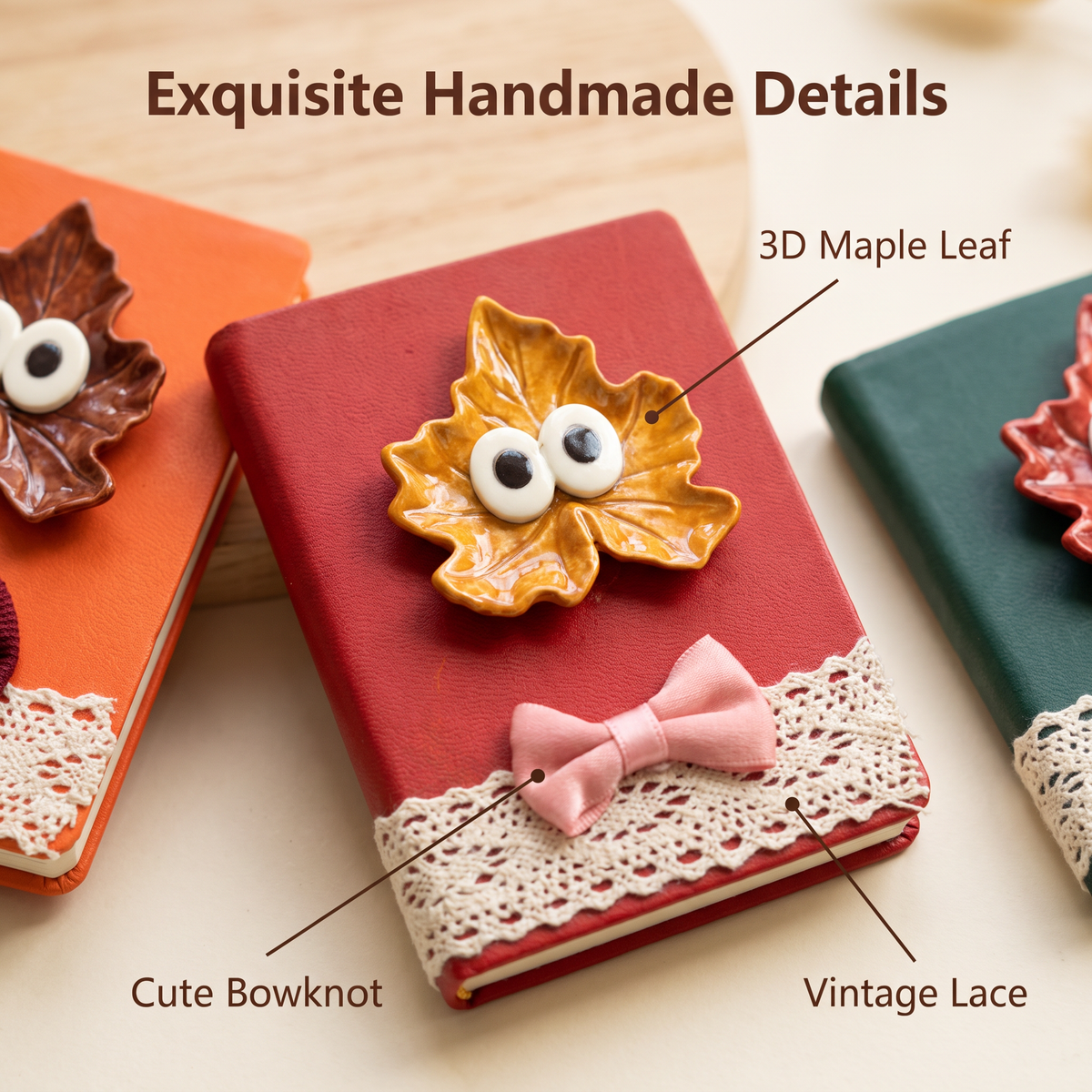 Axxlern Design Mini Pocket Notebook, Small Lined Maple Leaf Journal