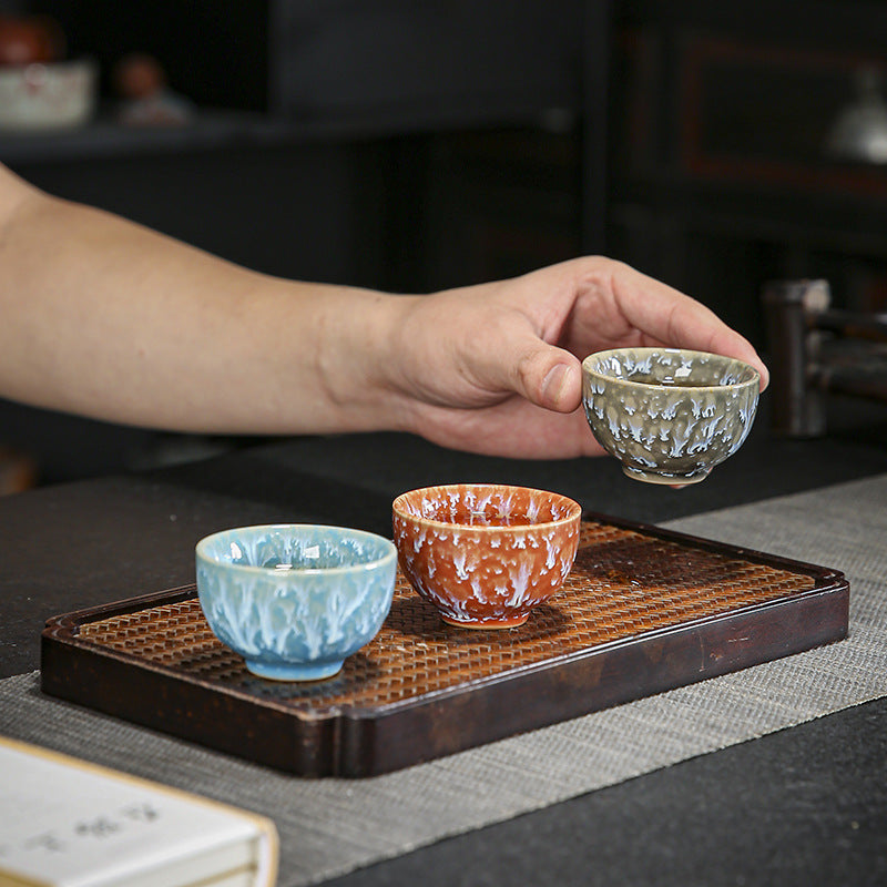 Colorful Jianzhan Teacups Set, Ceramic Tea Cups for Tasting Tea, Artistic Chinese Tea Ceremony Cups