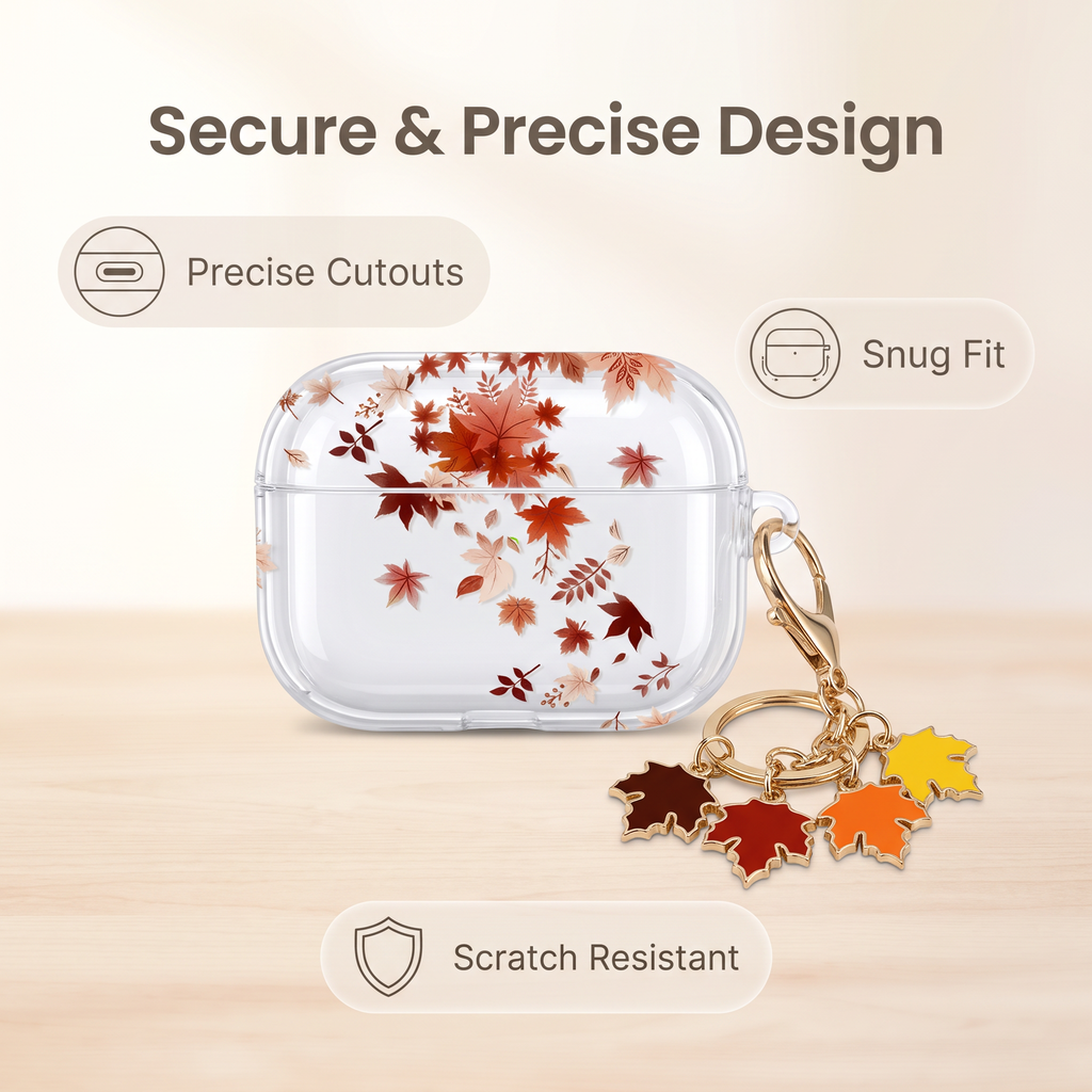 Axxlern Design AirPods Pro 2 Case,Cover with Maple Leaf Charm