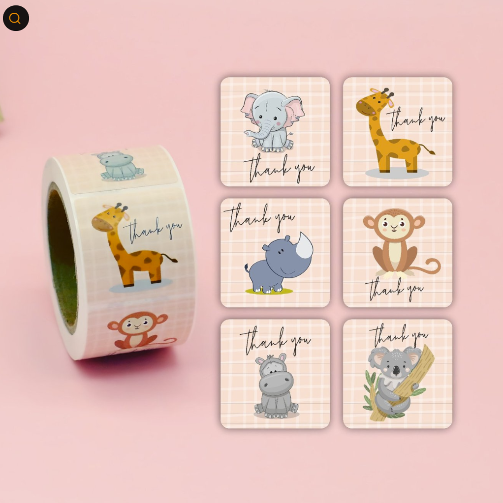 Axxlern Design 300 Thank You Stickers,Animal Labels,6 Designs