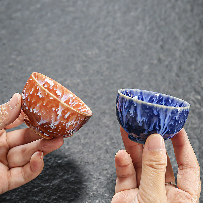 Colorful Jianzhan Teacups Set, Ceramic Tea Cups for Tasting Tea, Artistic Chinese Tea Ceremony Cups