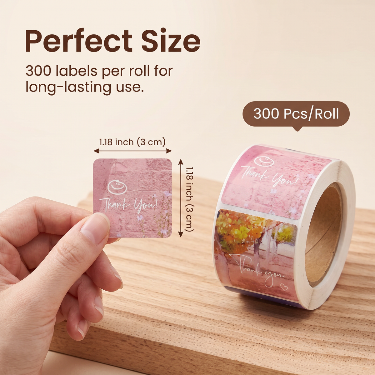 Axxlern Design 300 Thank You Stickers,Floral Labels,6 Designs