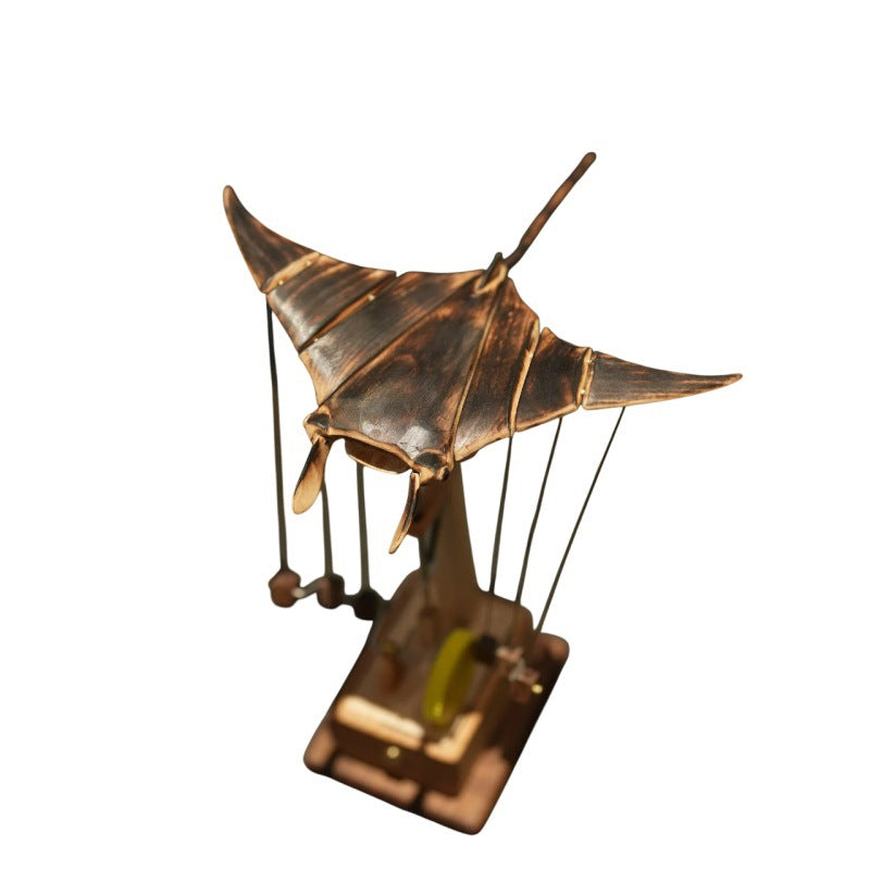 Upgraded Version Handmade Wooden Electric Bionic Manta Ray Ornament, Artisan Flying Manta Ray Automaton, Bionic Swimming Posture Decoration, Lifelike Mechanical Ocean Decor(1pc)