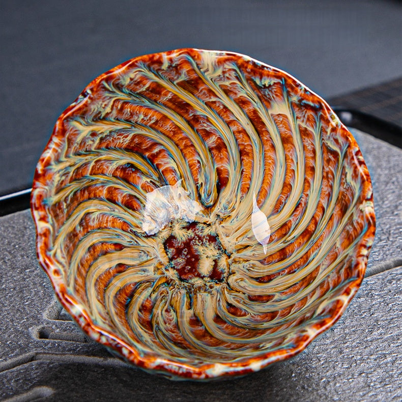 Jianzhan Ceramic Tea Cup, Artistic Glaze Teacup for Tea Tasting, Unique Handcrafted Chinese Tea Ceremony Cup