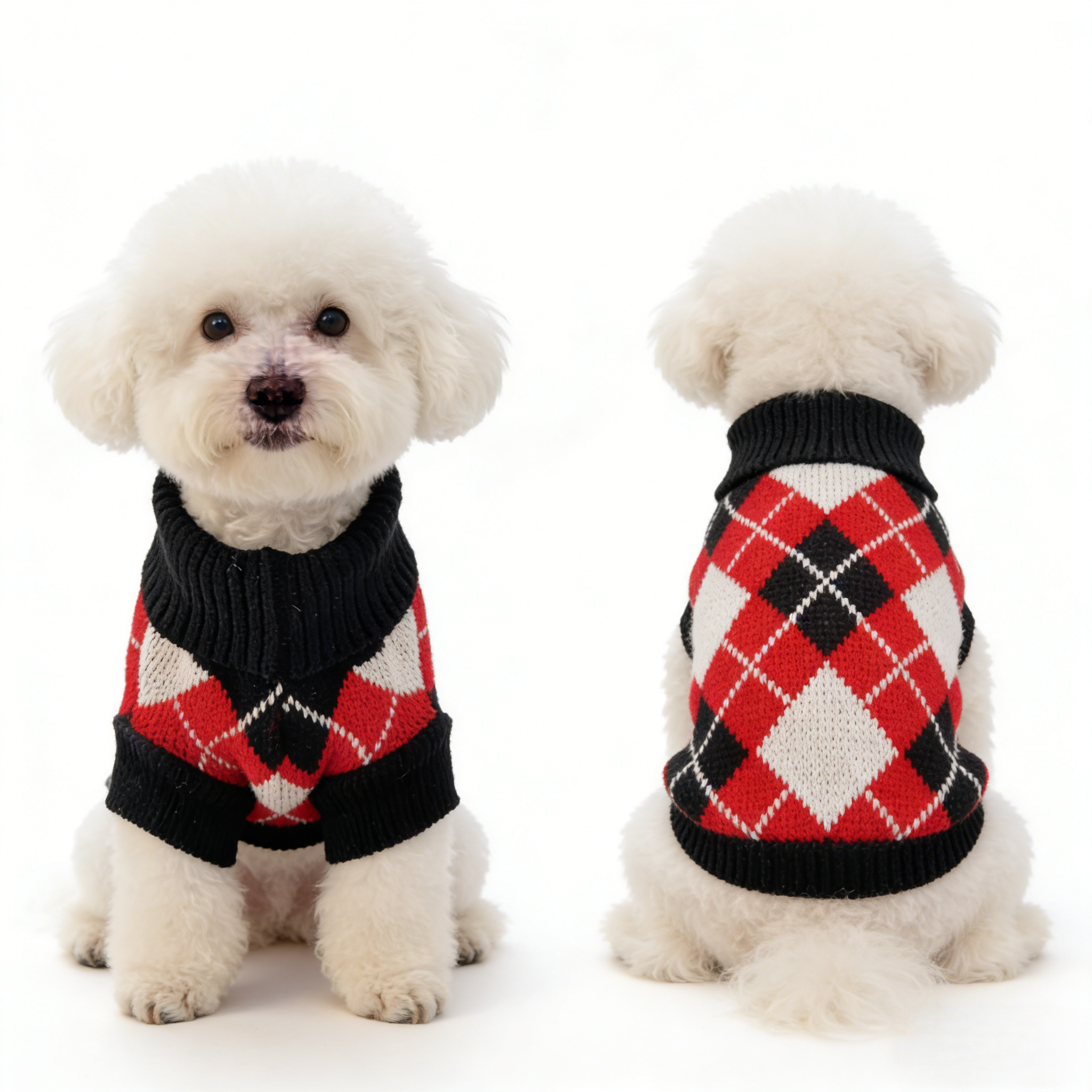 Small Dog Cold Weather Sweaters – Warm Knit Turtlenecks, Cozy Pet Pullovers Dog Clothes with Leash Hole for Chihuahua Bulldog Pug Beagles