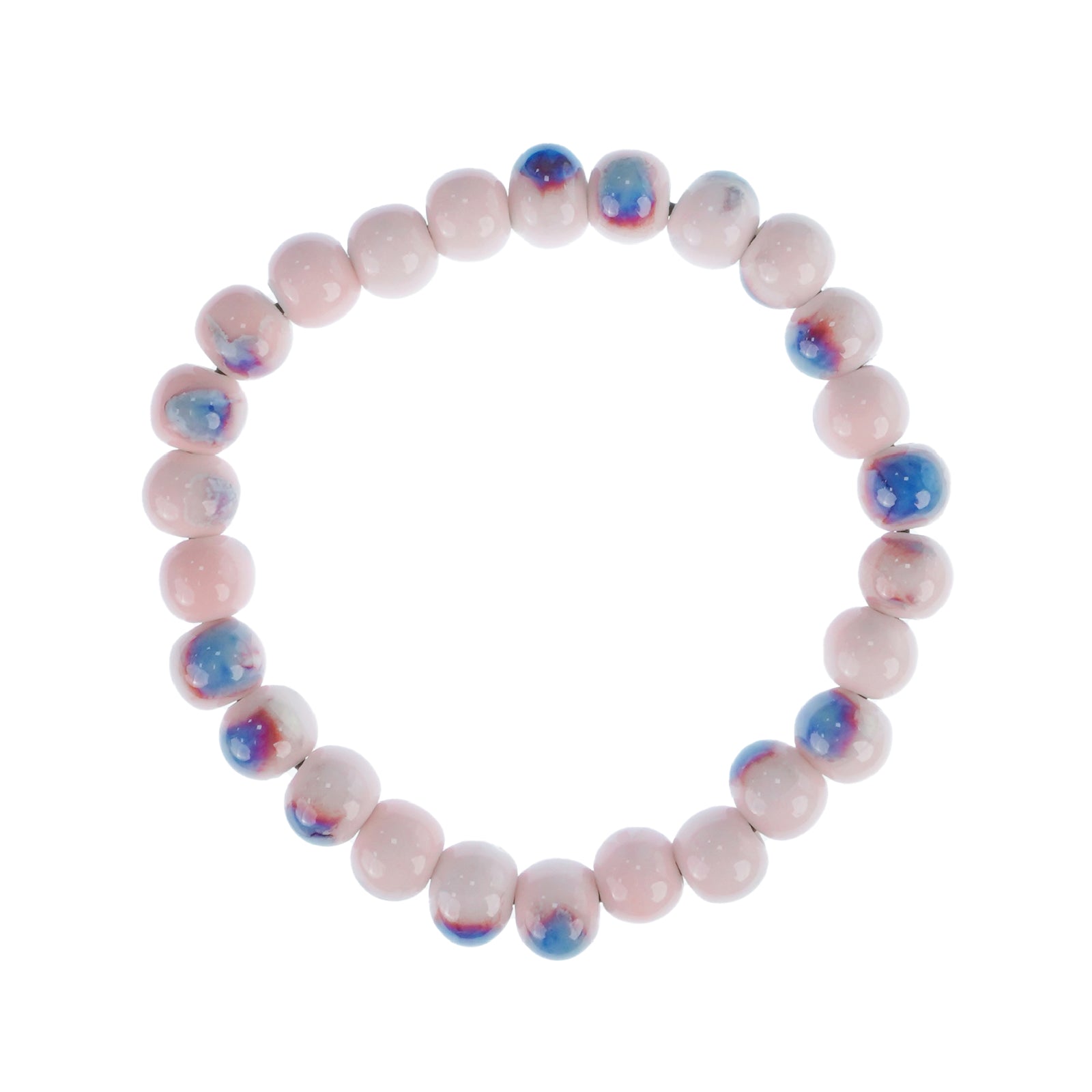 Handmade Ceramic Bead Bracelet, 8mm Beads Stretch Bracelet with Elastic Rope for Adjustable Fit, Stackable Boho Jewelry for Women