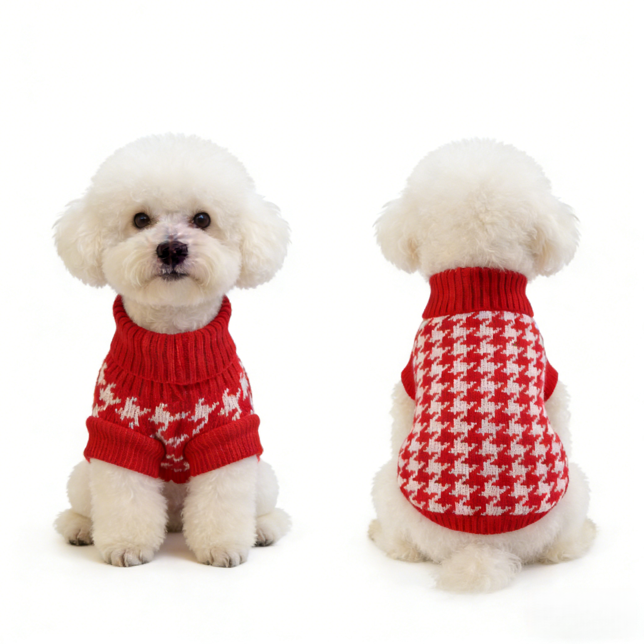 Small Dog Cold Weather Sweaters – Warm Knit Turtlenecks, Cozy Pet Pullovers Dog Clothes with Leash Hole for Chihuahua Bulldog Pug Beagles