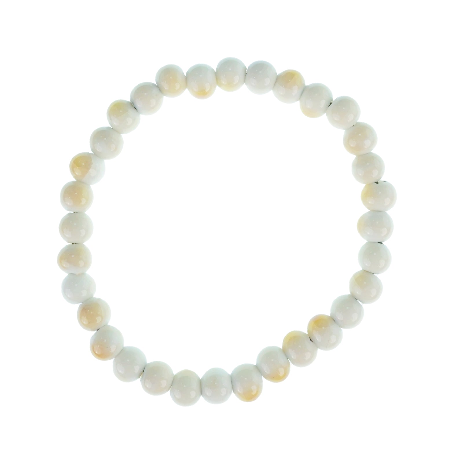 Handmade Ceramic Bead Bracelet, 6mm Beads Stretch Bracelet with Elastic Rope for Adjustable Fit, Stackable Jewelry for Women and Men