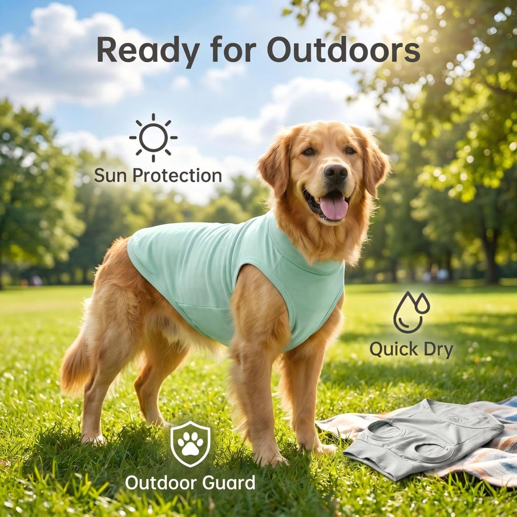Axxlern Design 2PK Dog Shirts, Sun Protection Quick Dry Soft Dog T-Shirt,Stretchy Lightweight Sleeveless Dog Vest for Summer