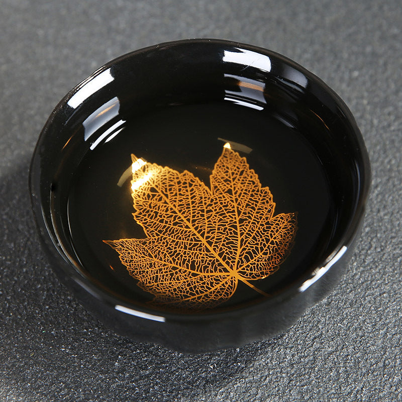 Wood Leaf Cup Jianzhan Master Cup Single CupFemale Men's Tianmu Cup Golden Leaf Tea SetTeacup Ceramic Tea Cup Tasting Cup Ancient