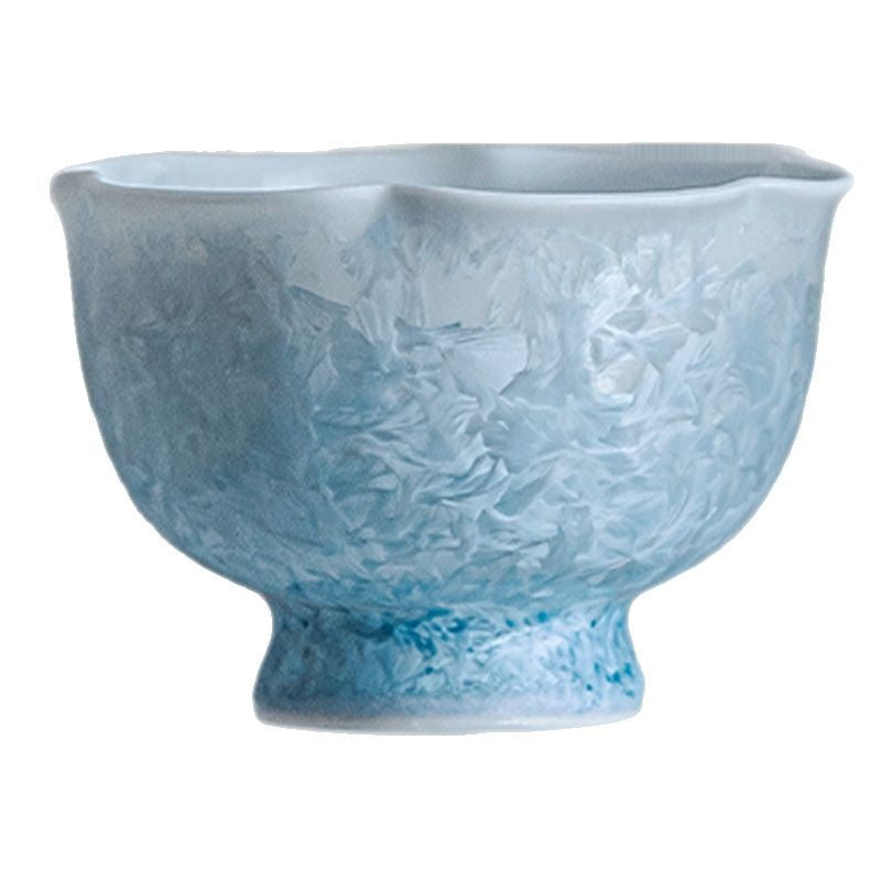Kiln-changed crystal glaze ice crystal blue flower cup host cup tea cup single cup ceramic tea drinking cup Kung Fu tea cup