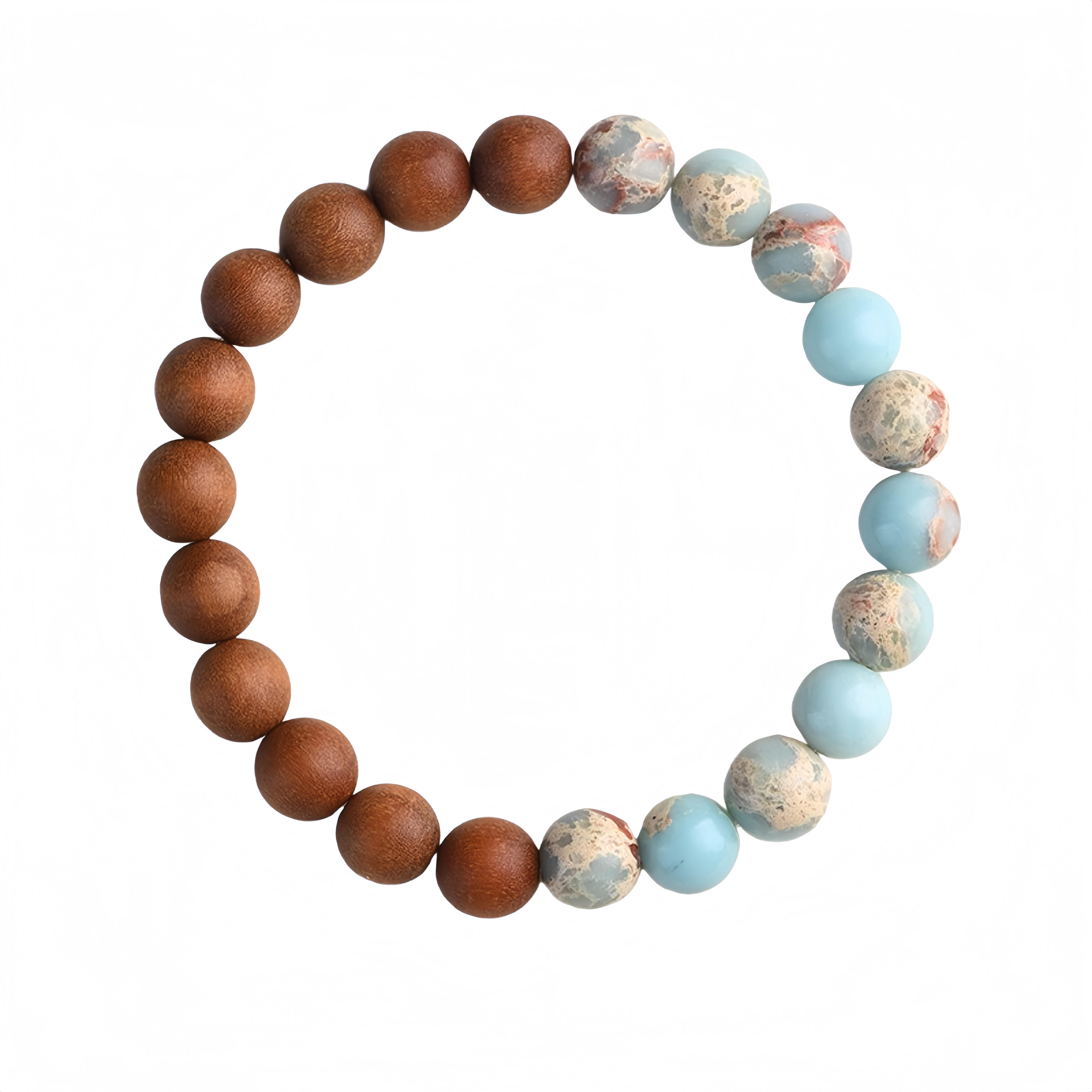 Natural Gemstone Bracelet 8mm Round Bead Bracelets, Shoushan Stone Sandalwood Handmade Elastic Bracelet