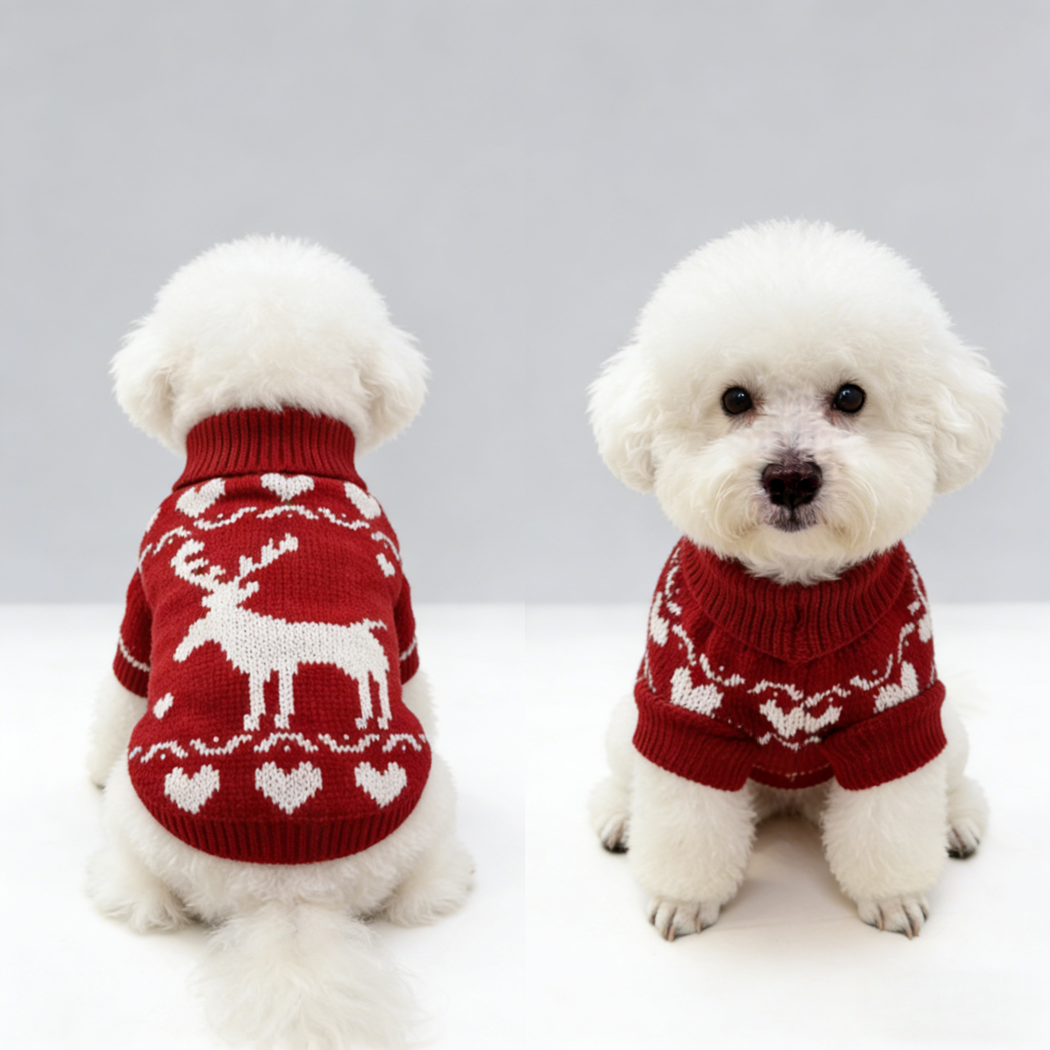 Small Dog Cold Weather Sweaters – Warm Knit Turtlenecks, Cozy Pet Pullovers Dog Clothes with Leash Hole for Chihuahua Bulldog Pug Beagles