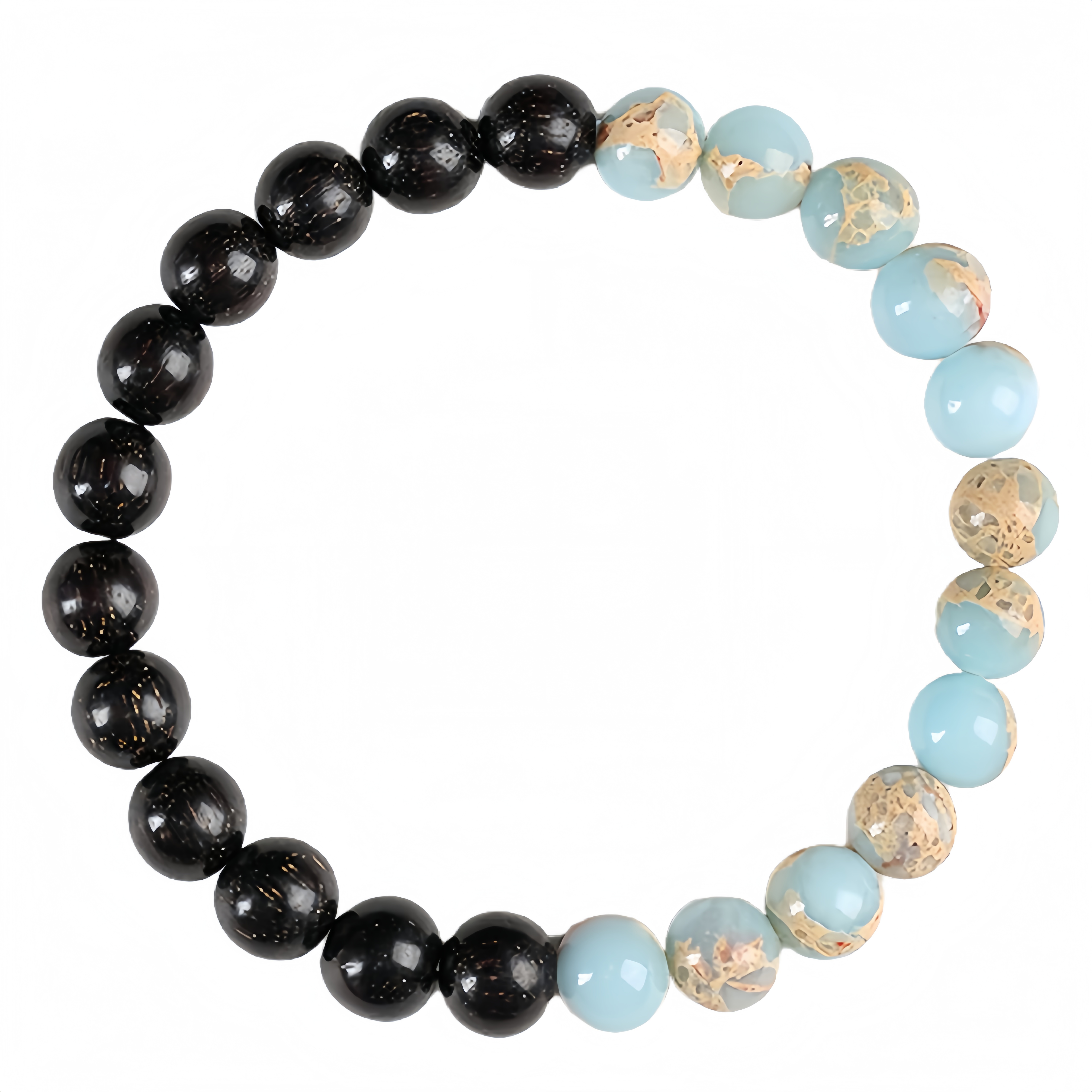 Natural Gemstone Bracelet 8mm Round Bead Bracelets, Shoushan Stone Sandalwood Handmade Elastic Bracelet