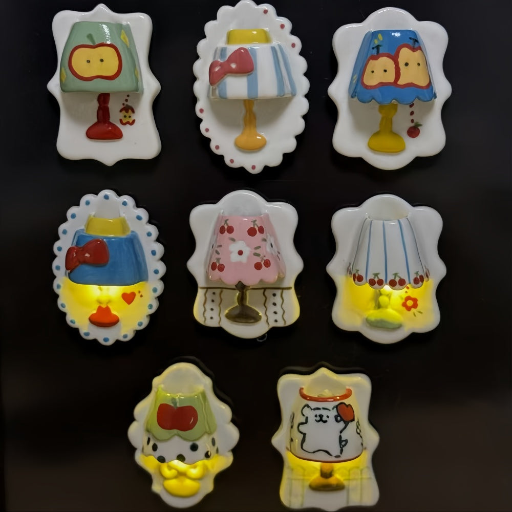 Handmade Ceramic Fridge Magnets,Mini Desk Lamp Magnetically Attached,Hand-Drawn And Made,For Decoration And As A Birthday Gift