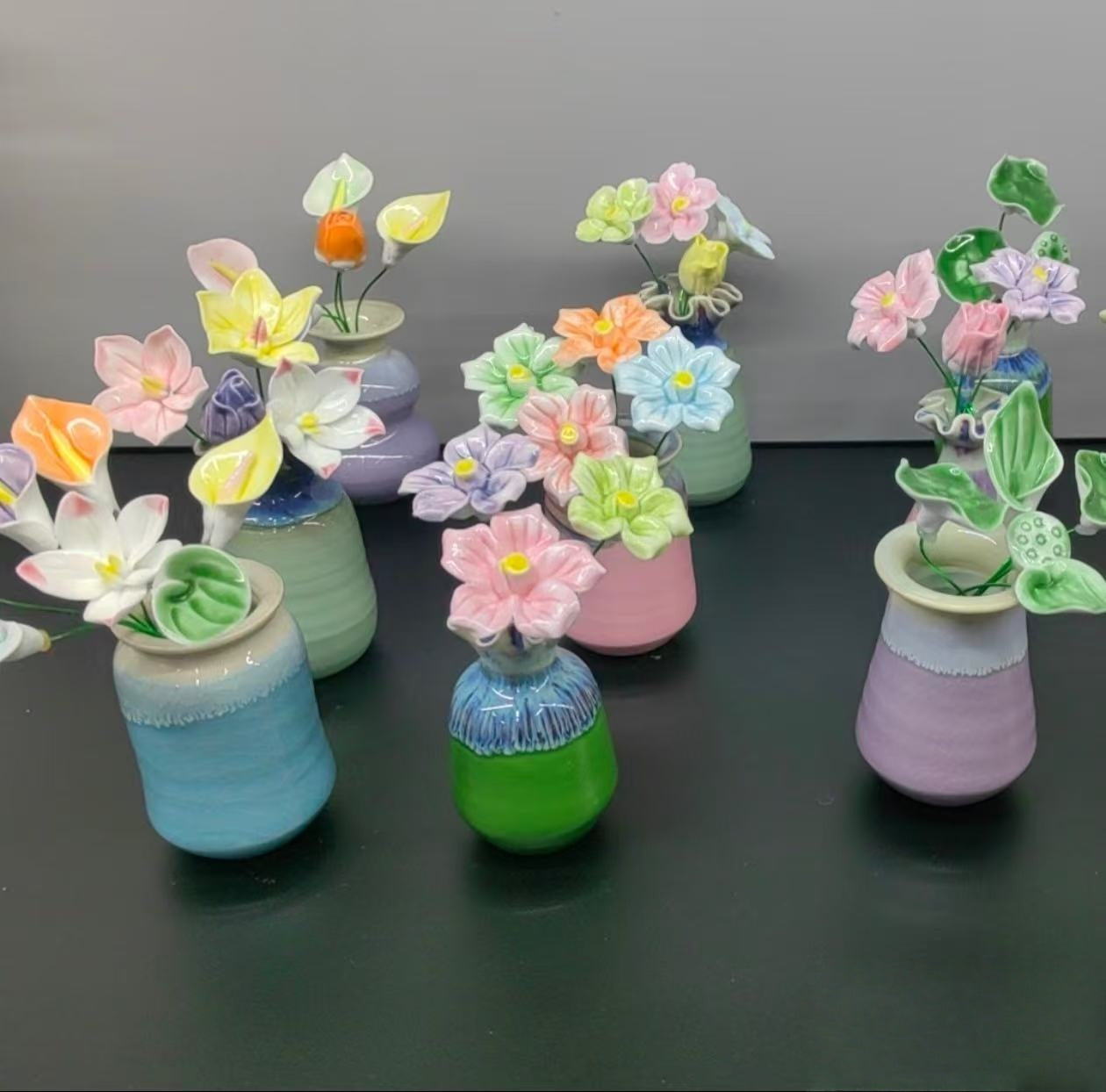 Handmade Ceramic Flowers / Vase ,Decorative Flower forHome Party Wedding Anniversary Festival, Gifts, Life like Artificial Flower, Vibrant Faux Flowers