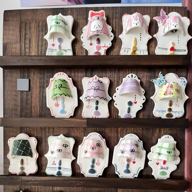 Handmade Clay Fridge Magnets,Mini Desk Lamp Magnetically Attached,Hand-Drawn And Made,For Decoration And As A Birthday Gift
