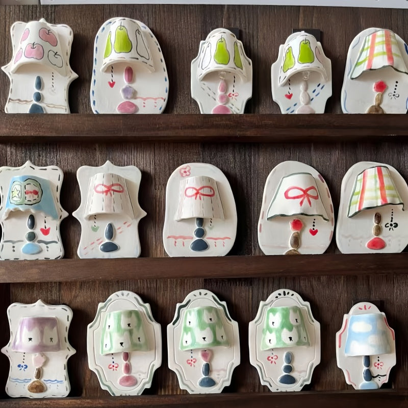 Handmade Clay Fridge Magnets,Mini Desk Lamp Magnetically Attached,Hand-Drawn And Made,For Decoration And As A Birthday Gift