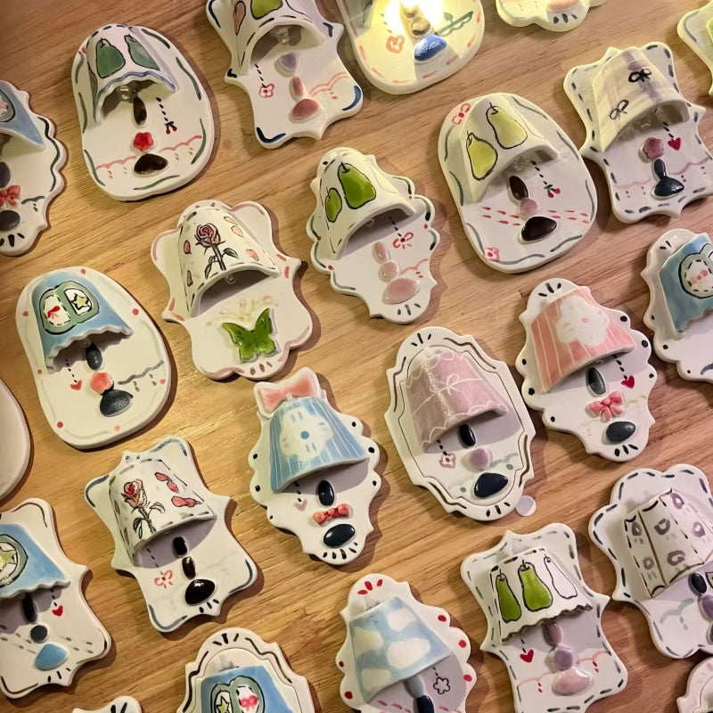 Handmade Clay Fridge Magnets,Mini Desk Lamp Magnetically Attached,Hand-Drawn And Made,For Decoration And As A Birthday Gift