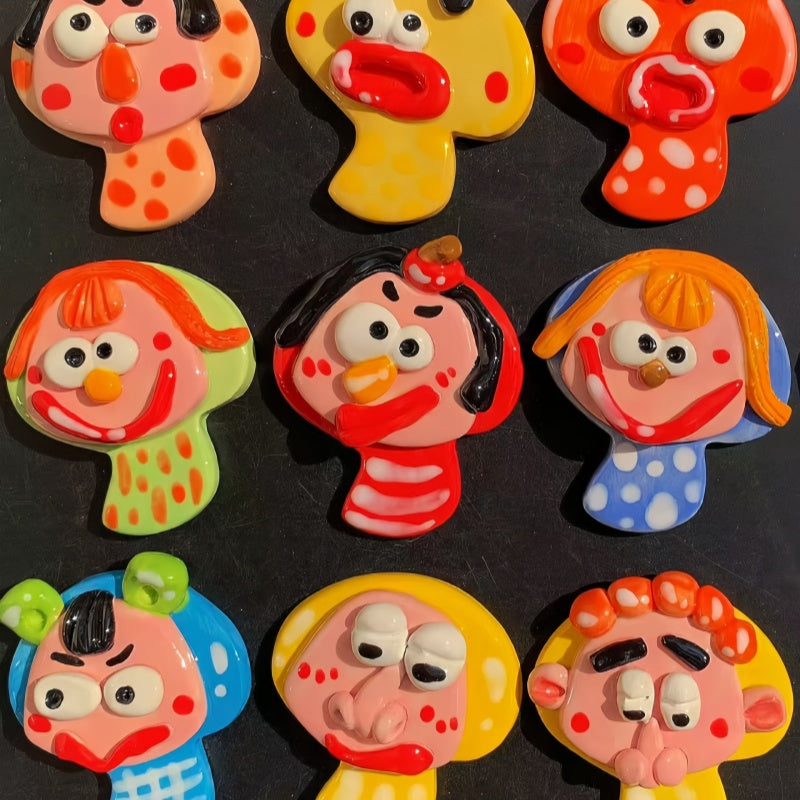 Handmade Ceramic Fridge Magnets,Grimace Magnetically Attached,Hand-Drawn And Made,For Decoration And As A Birthday Gift