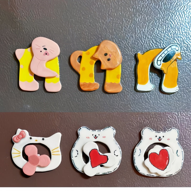 Handmade Ceramic Fridge Magnets Head Swaying Interesting Fridge Magnets