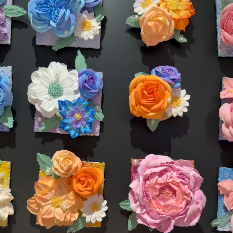 Handcrafted Clay Flower Fridge Magnets It Has Magnetic Properties For Home Decoration