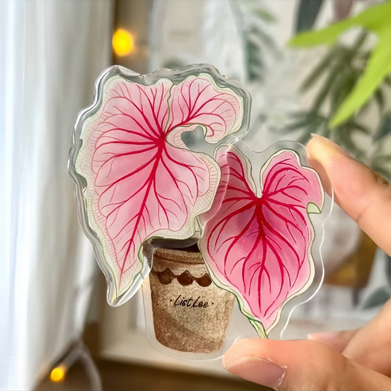 The Acrylic Green Plant Fridge Magnet Is Rotatable