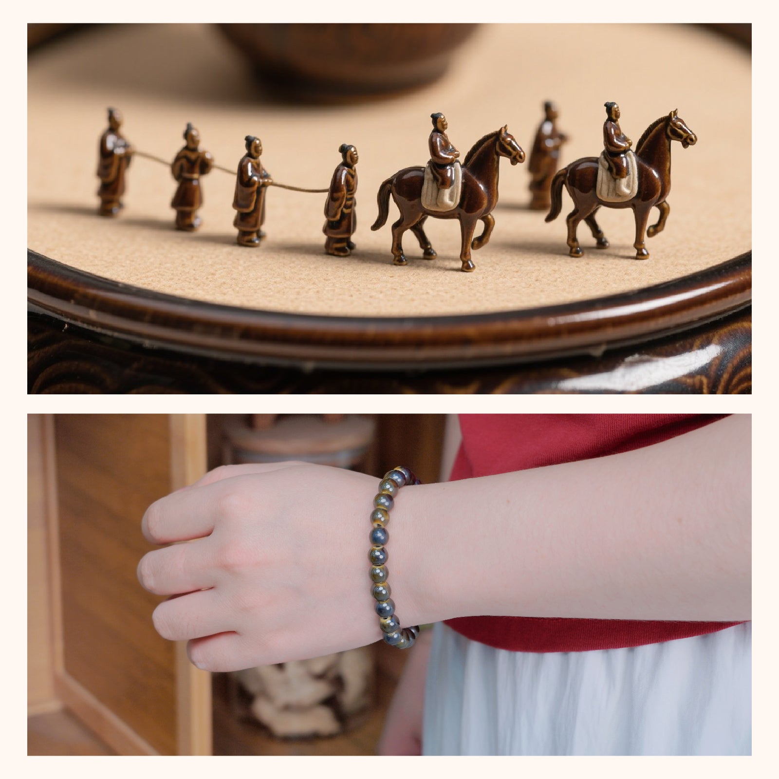 Unisex Ceramic Bead Stretch Bracelet, 8mm Beaded Adjustable Bracelet for Men & Women, Unique Handcrafted Jewelry for Everyday Accessory