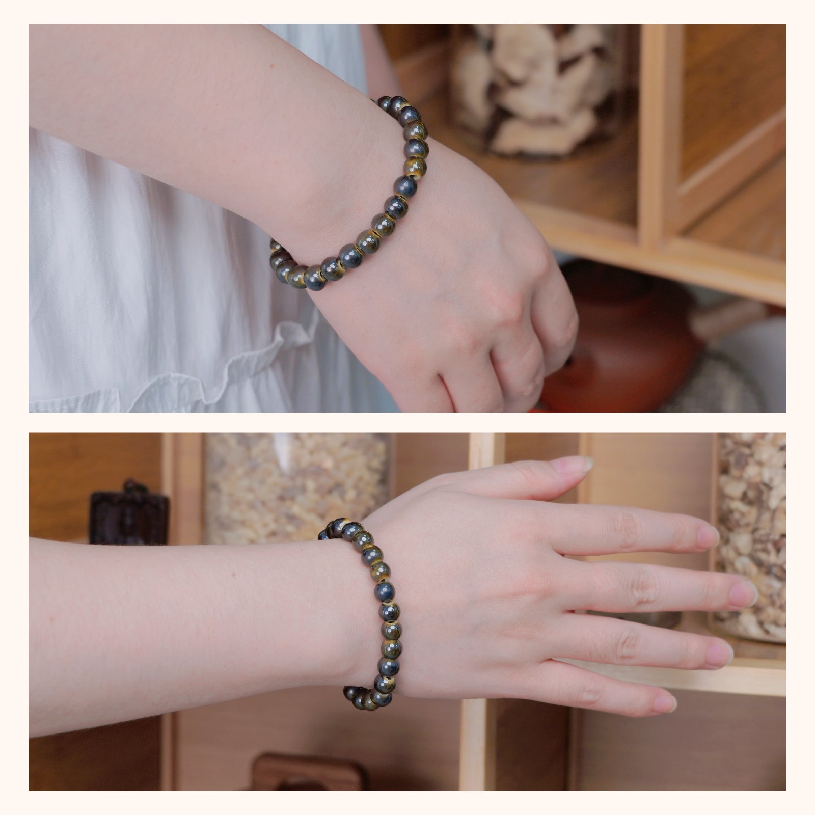 Unisex Ceramic Bead Stretch Bracelet, 8mm Beaded Adjustable Bracelet for Men & Women, Unique Handcrafted Jewelry for Everyday Accessory