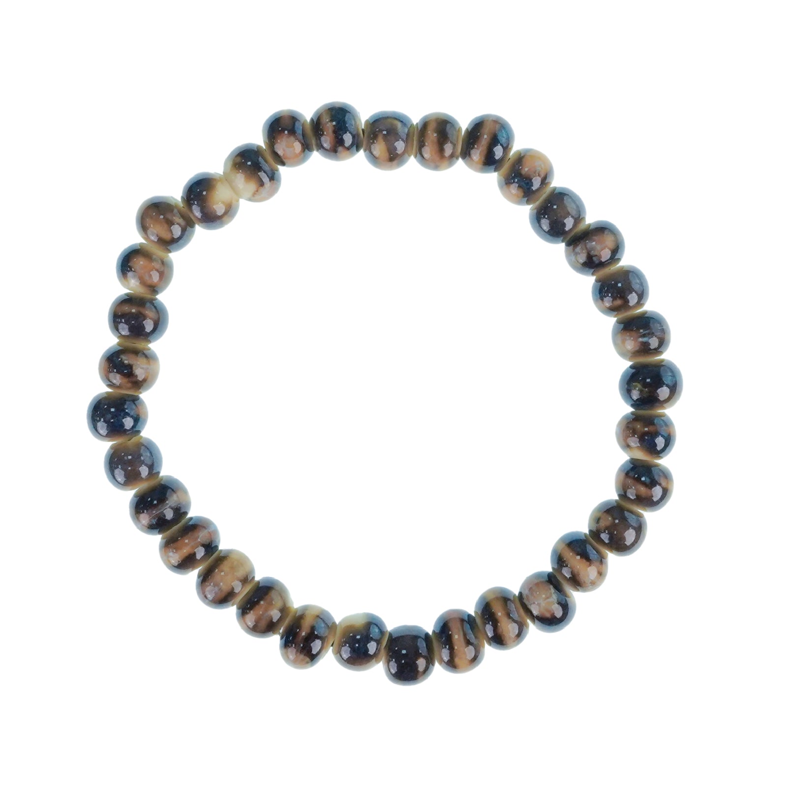 Unisex Ceramic Bead Stretch Bracelet, 6mm Beads, Handmade Adjustable Elastic Bracelet for Men & Women