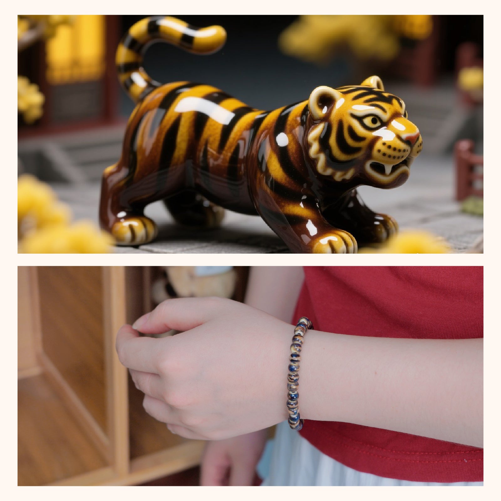 Unisex Ceramic Bead Stretch Bracelet, 6mm Beads, Handmade Adjustable Elastic Bracelet for Men & Women