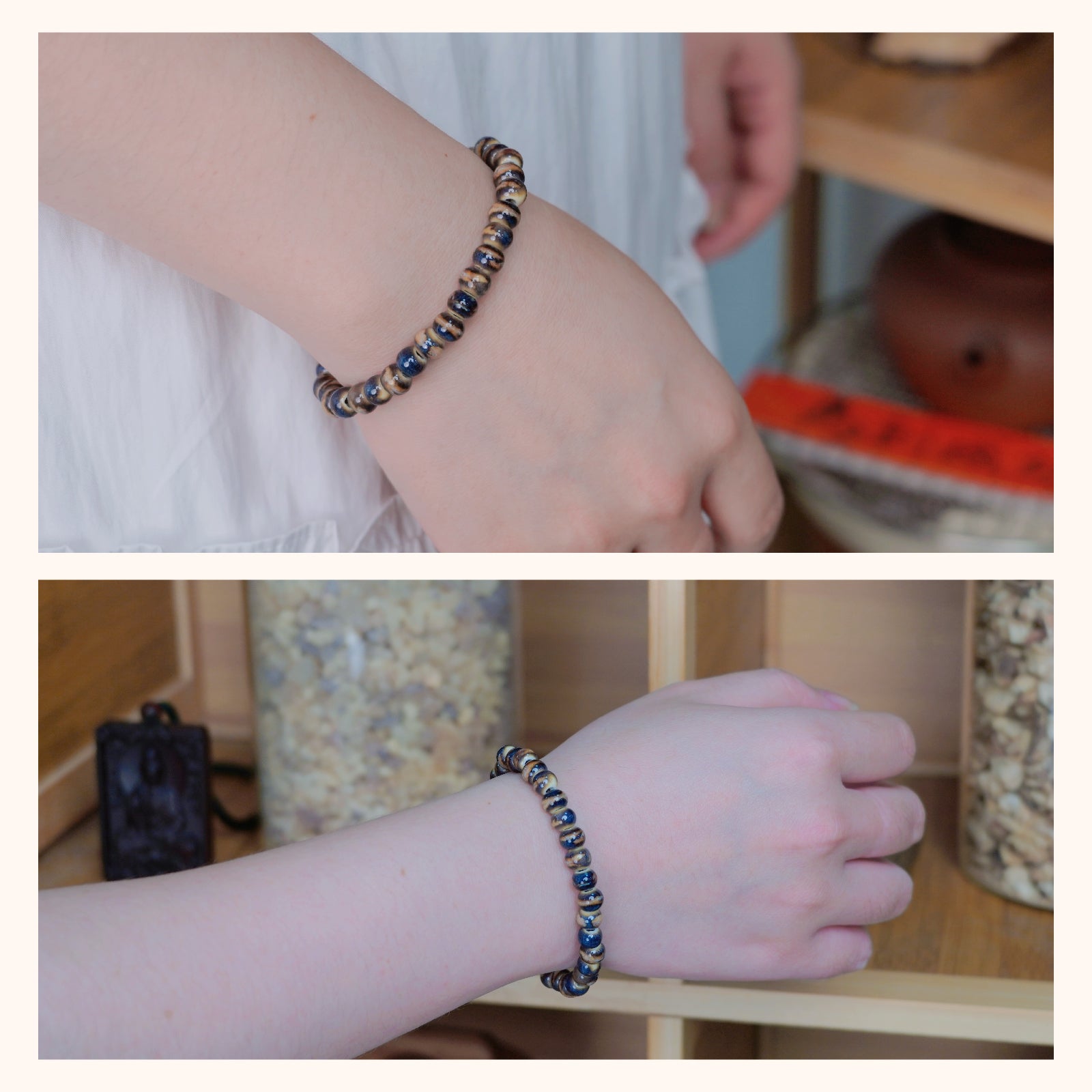 Unisex Ceramic Bead Stretch Bracelet, 6mm Beads, Handmade Adjustable Elastic Bracelet for Men & Women