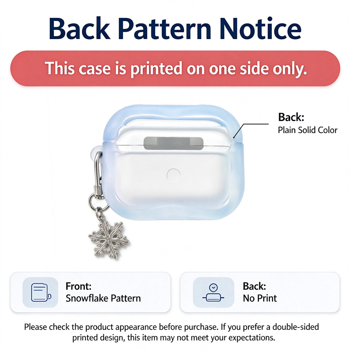 Cute Blue Snowflake Case for AirPods Pro 3 with Charm and Carabiner