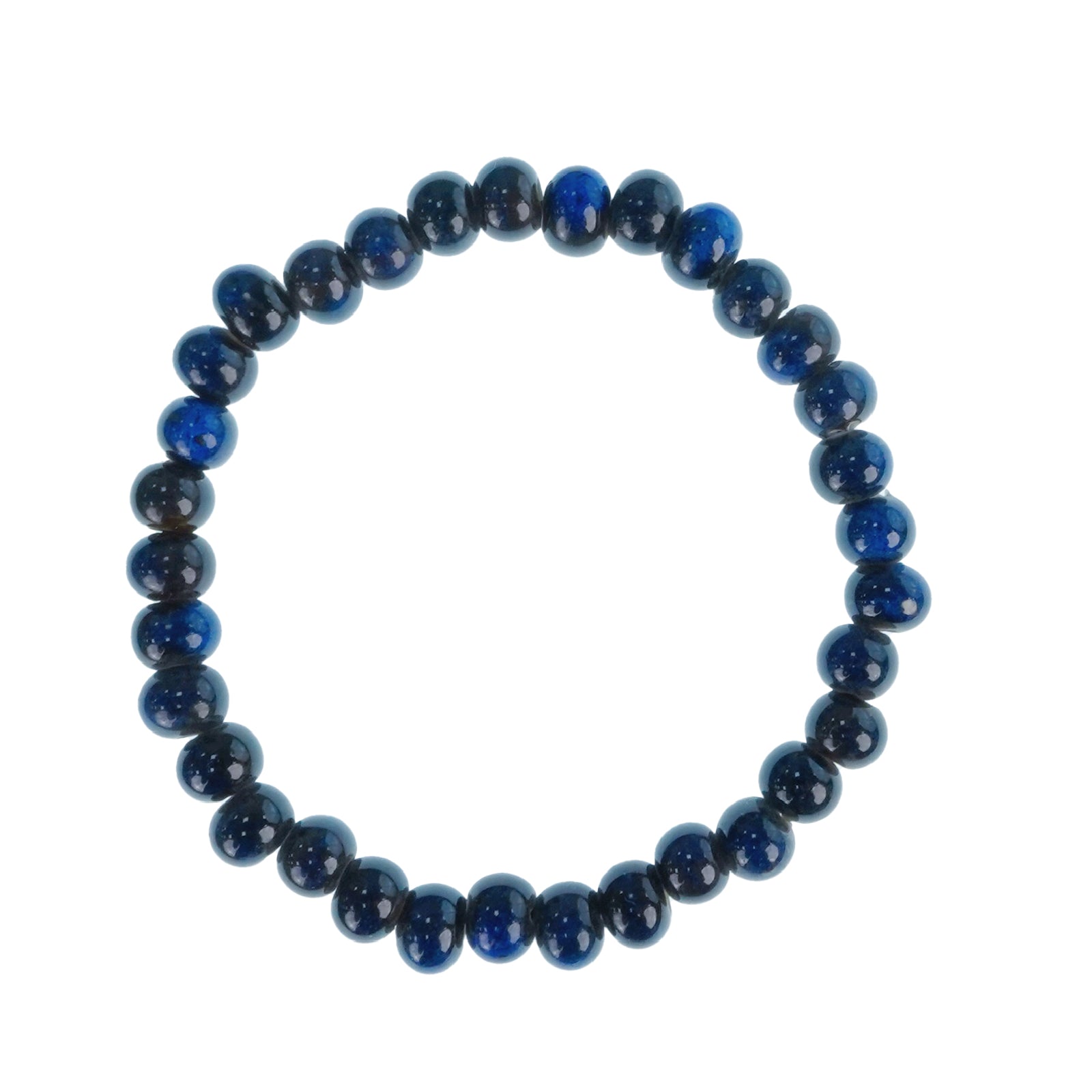 Handmade Blue Ceramic Bead Bracelet, Elastic Stretch Bracelet for Women and Men, Boho Jewelry Accessory