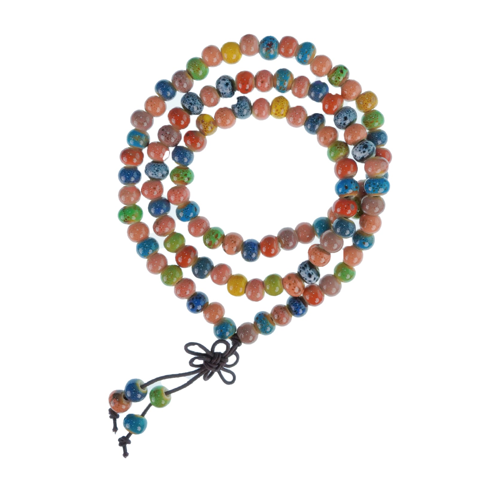 Mala Prayer Beads Bracelet 6mm Ceramic Beaded Bracelet Handmade Knotted Elastic Necklace for Yoga Meditation Unisex Women Men