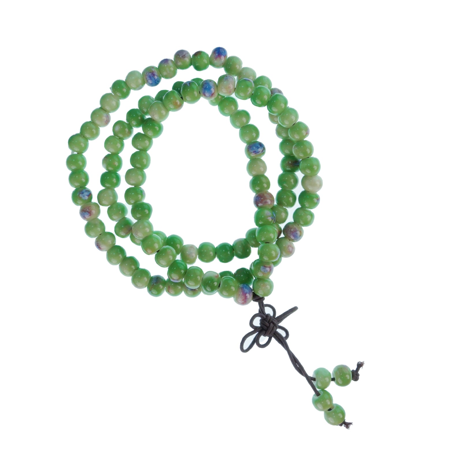 Mala Prayer Beads Bracelet 6mm Ceramic Beaded Bracelet Handmade Knotted Elastic Necklace for Yoga Meditation Unisex Women Men