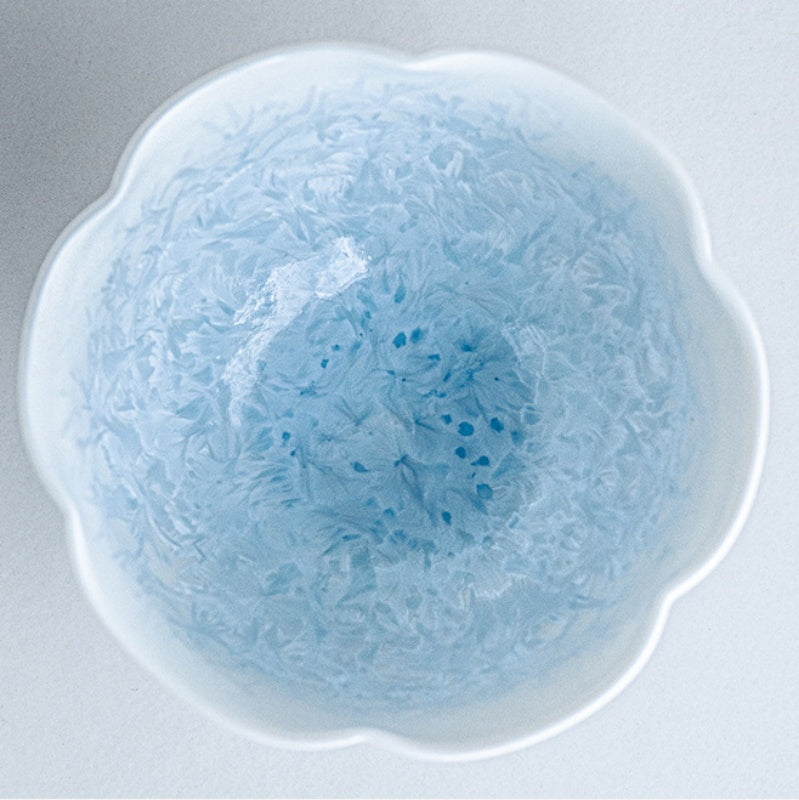 Kiln-changed crystal glaze ice crystal blue flower cup host cup tea cup single cup ceramic tea drinking cup Kung Fu tea cup