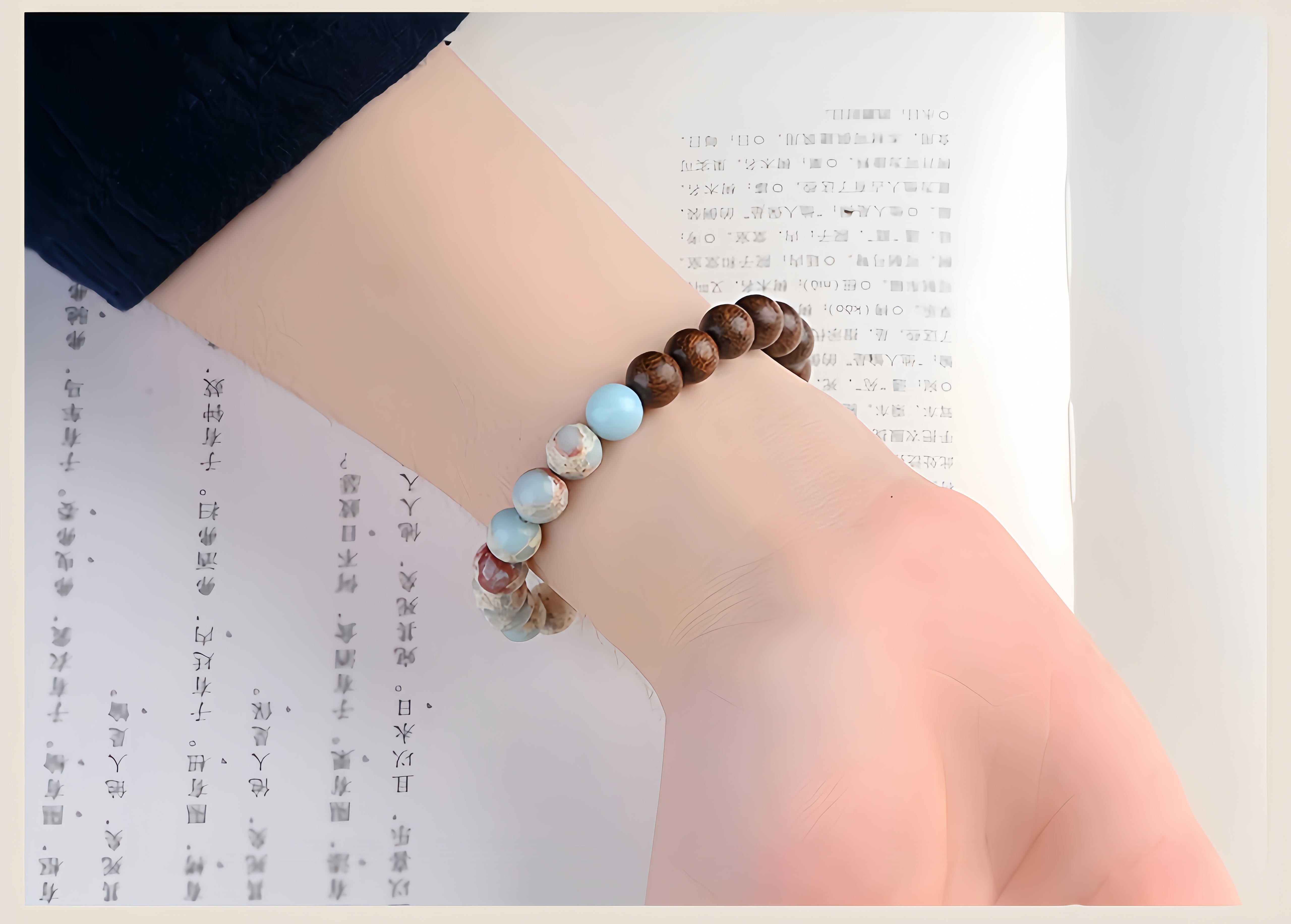 Natural Gemstone Bracelet 8mm Round Bead Bracelets, Shoushan Stone Sandalwood Handmade Elastic Bracelet
