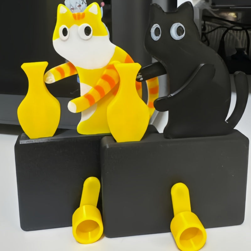 Funny Black Cat Fridge Magnets, Fridge Magnets with Swinging Vase, 3D Kitchen Fridge Decor for Cat Lovers, Novelty Office Accessories Home Kitchen Office Locker Decor