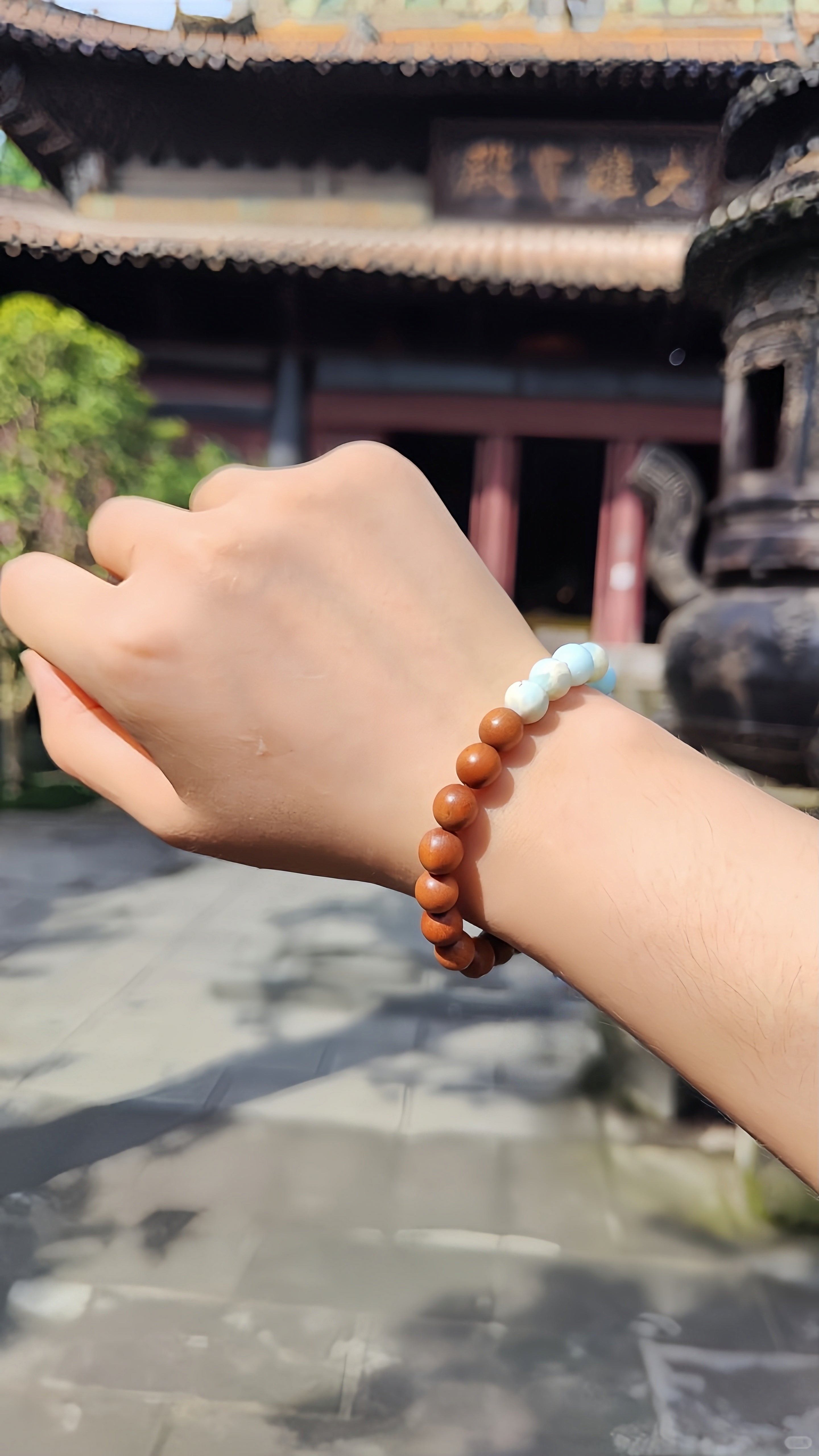 Natural Gemstone Bracelet 8mm Round Bead Bracelets, Shoushan Stone Sandalwood Handmade Elastic Bracelet