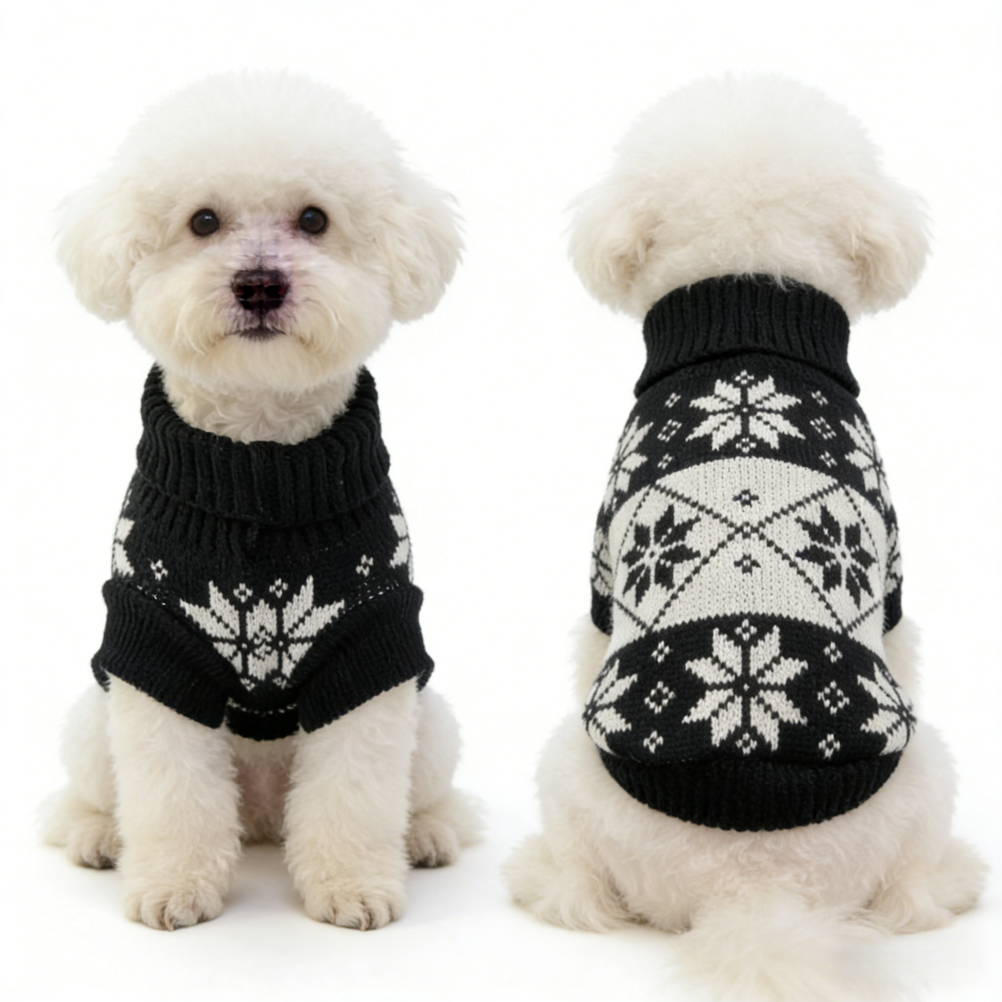 Small Dog Cold Weather Sweaters – Warm Knit Turtlenecks, Cozy Pet Pullovers Dog Clothes with Leash Hole for Chihuahua Bulldog Pug Beagles