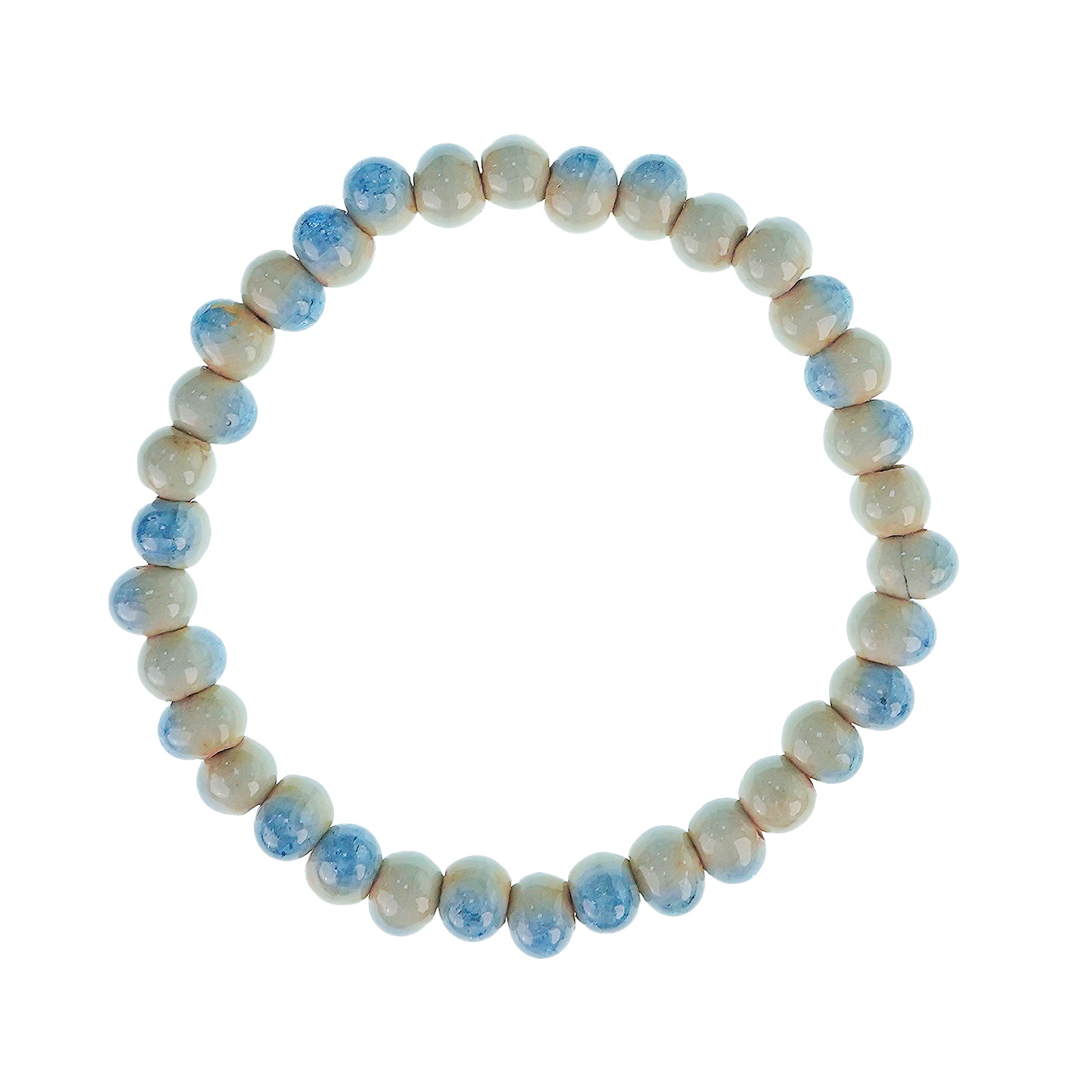 Bead Bracelets 6mm Round Ceramic Beads Stretch Bracelet Colorful Beaded Bracelets Fits for Men and Women (Ice Blue)