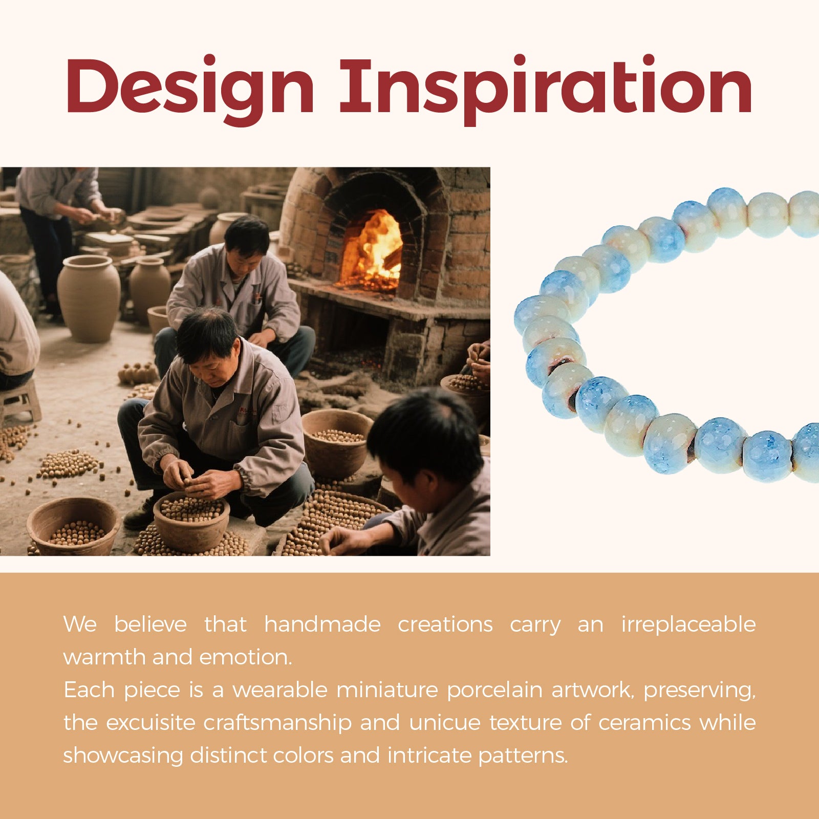 Bead Bracelets 6mm Round Ceramic Beads Stretch Bracelet Colorful Beaded Bracelets Fits for Men and Women (Ice Blue)