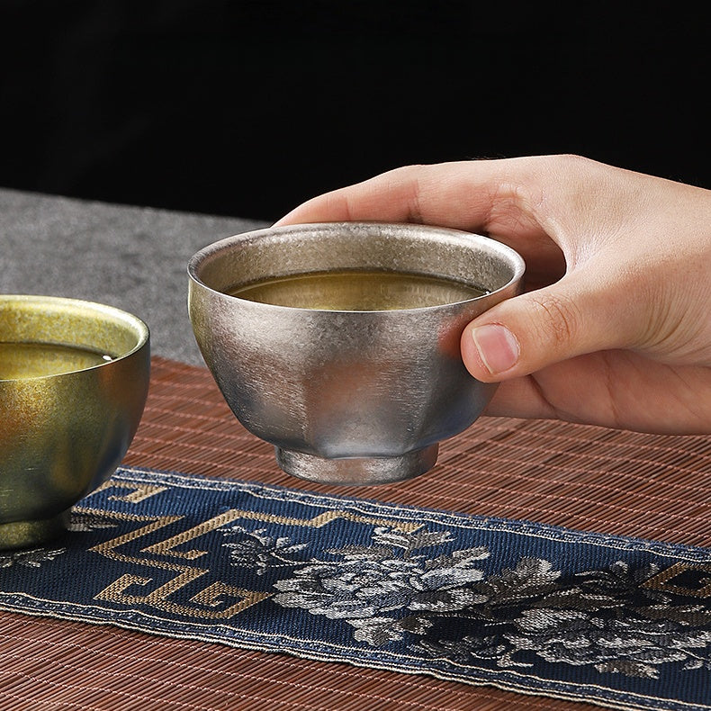 Handmade Double-Layer Pure Titanium Jianzhan Teacups, Heat-Resistant, 130ml Capacity, Multiple Colors Available for Unique Tea Drinking