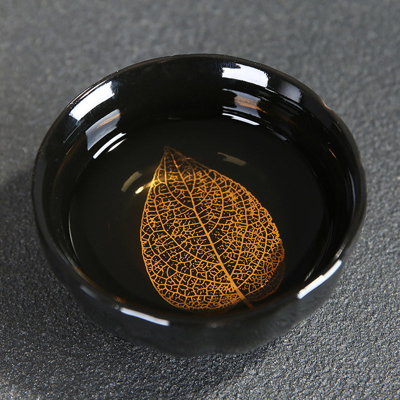 Wood Leaf Cup Jianzhan Master Cup Single CupFemale Men's Tianmu Cup Golden Leaf Tea SetTeacup Ceramic Tea Cup Tasting Cup Ancient