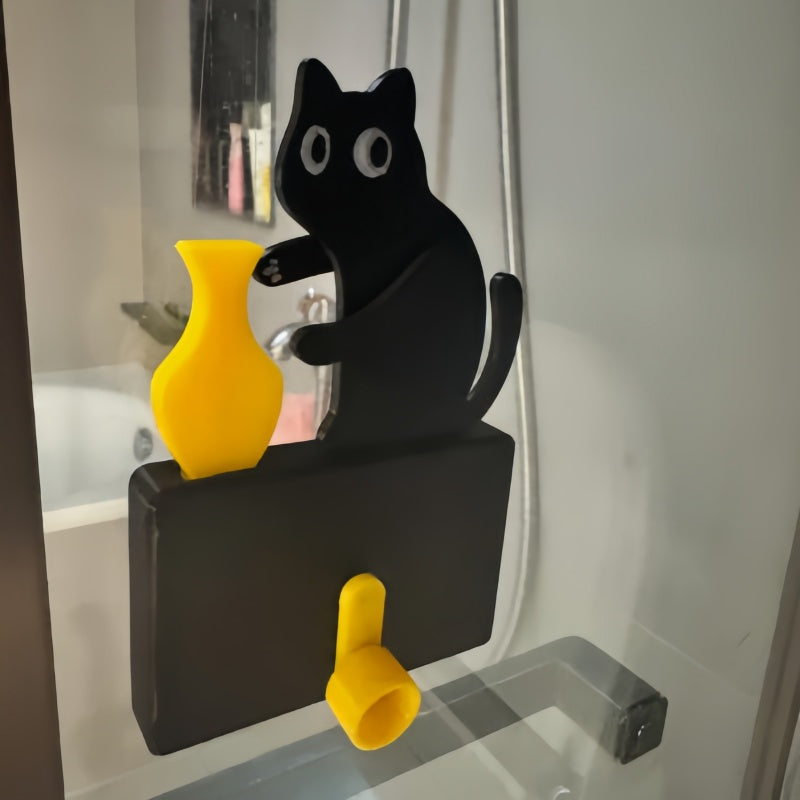Funny Black Cat Fridge Magnets, Fridge Magnets with Swinging Vase, 3D Kitchen Fridge Decor for Cat Lovers, Novelty Office Accessories Home Kitchen Office Locker Decor